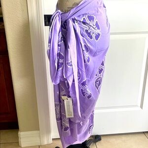 NWT Cool Change purple and lavender with tropical flowers pareo sarong OS